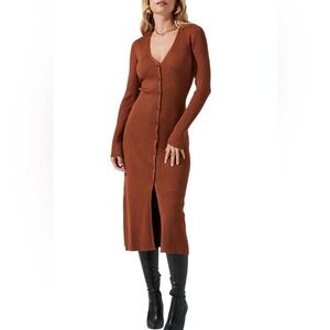 Abercrombie & Fitch button-down ribbed sweater dress/duster Size S Rust color